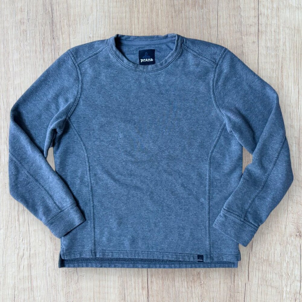 PRANA Mens Norcross Long-Sleeve Crew Neck Pullover Sweatshirt Blue Gray M